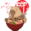 Capybara äter ramensoppa Söt Rolig