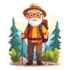 Happy grandpa on a hike