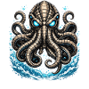 Leuchtender Kraken im Sturm