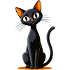 Black cat cartoon orange eyes
