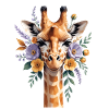 Giraffe mit Blütenkranz