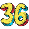 36 Zahl Bunt
