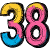 38 Zahl Bunt