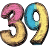 39 Zahl Bunt