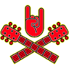 Crossed Guitars with Rock Hand Emblem