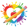 Lehrer Herz Regenbogen Apfel Buntstift Schule