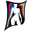 Shadow Figure with Rainbow Wings