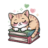 Sleeping kitten on books