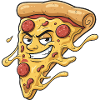 Pizza-Slice mit frechem Grinsen