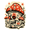 Mushroom Skull Retro Psychedelia