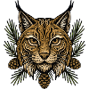 Lynx Head with Fir Branches