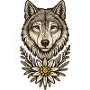 Wolf's head with edelweiss