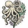Oktopus mit Korallenblüten