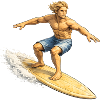 Surfer on wave in summer