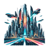Neon city of the future