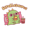 Cute Scrollasaurus Dinosaur Scrolling On Handphone
