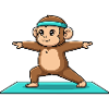 Yoga-Affenaffe macht Krieger-Pose