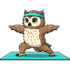 Yoga-Eulenvogel macht Kriegerposen-Kunst