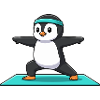 Yoga-Pinguinvogel in Kriegerhaltung