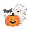 Fun ghost, pumpkin and bat