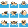Schwimmender Mops Cartoon Für Hundefans