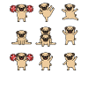 Funny Gymnastic Pug Cheerleader Series