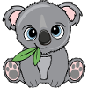 Small koala with leaf