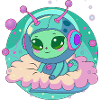 Pastel Astronaut Alien on Cloud