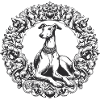 Ornamented greyhound silhouette
