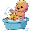 Playing Baby in Bath with Duck
