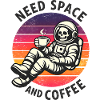 Astronaute squelette spatial et café