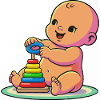 Baby with Rainbow Stacking Rings