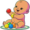 Fröhliches Baby mit bunten Bällen