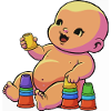 Buntes Baby mit Bechern