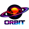 Geometrische Saturn-Umlaufbahn Retro Synthwave 80s