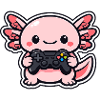 Kawaii axolotl with controller