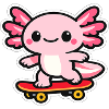 Cuddly skateboard dragon axolotl