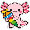 Kawaii dragon with fireworks axolotl