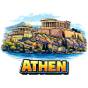 Athens Acropolis Island Illustration