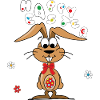 Osterhase mit buntem Ei