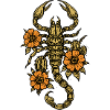 Antiker Skorpion mit Blüten