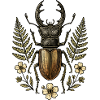 Bronze Insect in Leaf Wreath