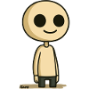 Simple cartoon character with round head