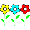 Drei bunte Blumen auf Schwarz