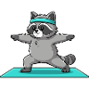 Yoga-Waschbär-Tier führt Krieger-Pose aus