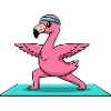 Yoga-Flamingo-Vogel macht Krieger-Pose
