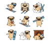 Pug Winter Ski Holiday Snowboard Fun