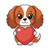 Tender Puppy Holding a Heart