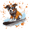 Jack Russel Terrier Hund Snowboard