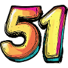 51 Zahl Bunt